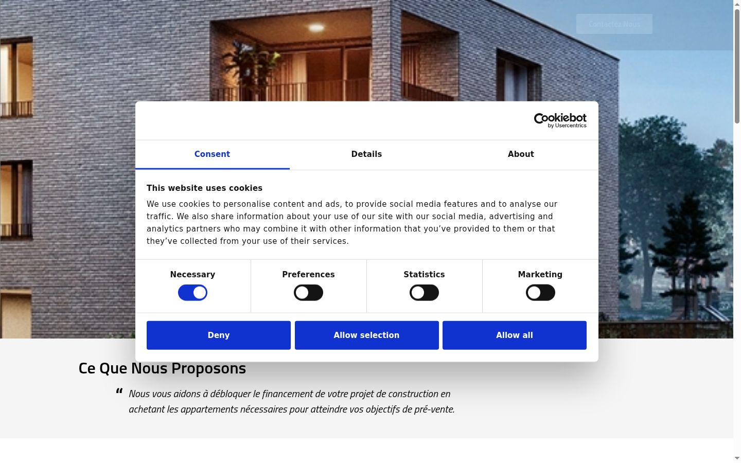 Screenshot of the consent banner shown before any interaction