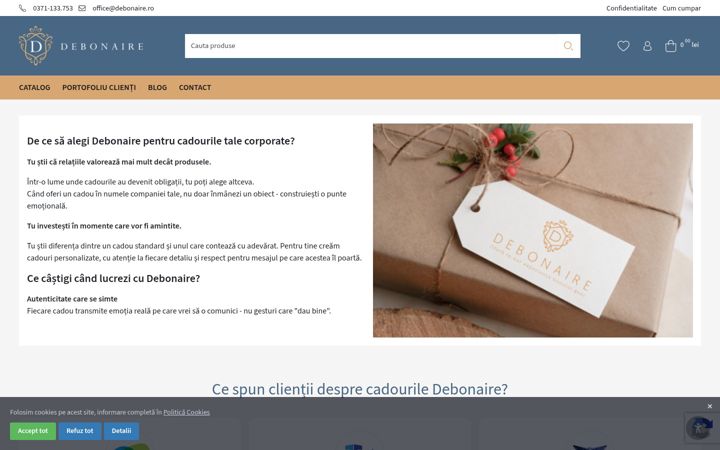 Ekrānuzņēmums no debonaire.ro