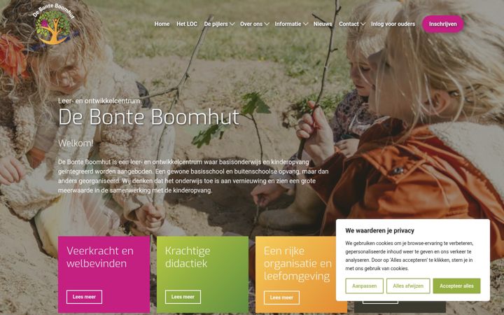 Captura de pantalla de debonteboomhut.nl