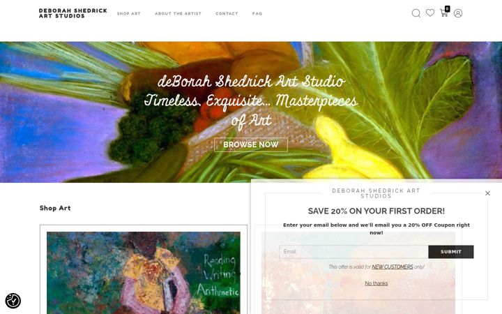 Screenshot of deborahshedrickartstudios.com