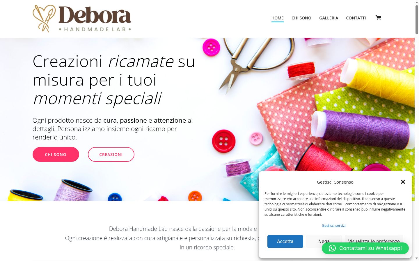 Screenshot del banner di consenso mostrato prima di qualsiasi interazione