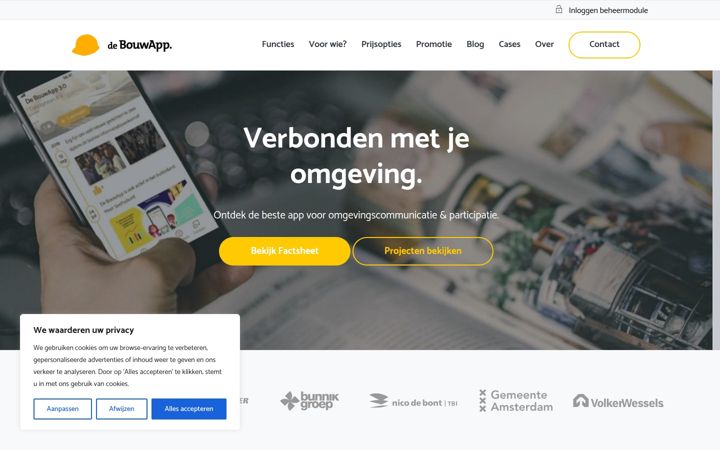 Ekrānuzņēmums no debouwapp.nl