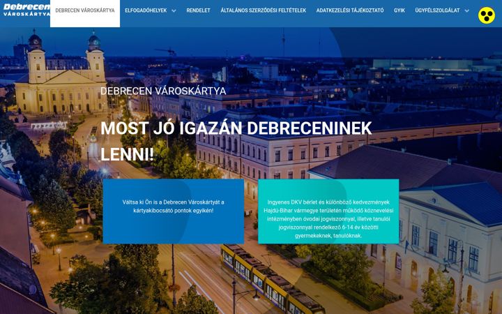 Screenshot του debrecenvaroskartya.hu