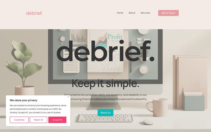 Snímek obrazovky debriefaccounting.co.uk