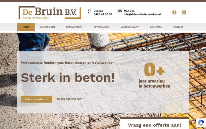 Ekrānuzņēmums no debruinbetonwerken.nl