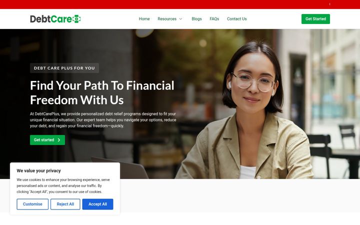 Screenshot of debtcareplus.com