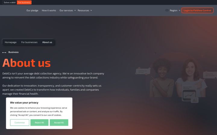 Screenshot of debtco-international.com