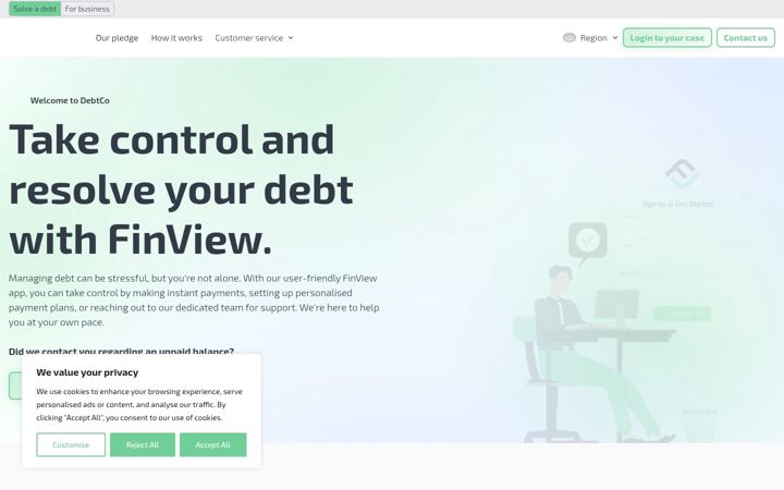 Екранна снимка на debtco.io