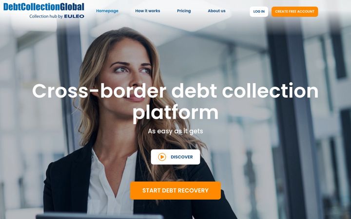 Екранна снимка на debtcollectionglobal.io