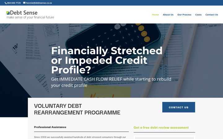 Snímek obrazovky debtsense.co.za