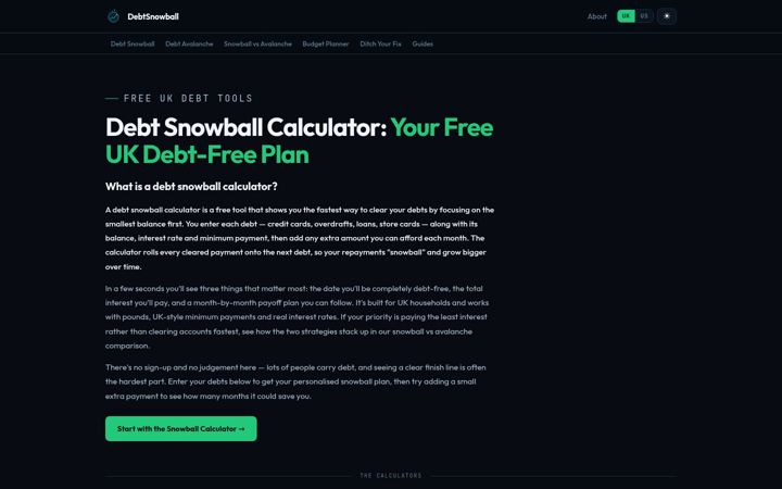 Screenshot of debtsnowball.co.uk