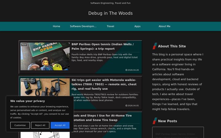 Screenshot of debuginthewoods.net