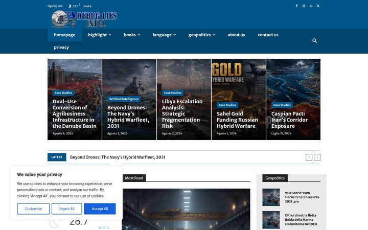 Screenshot of debugliesintel.com