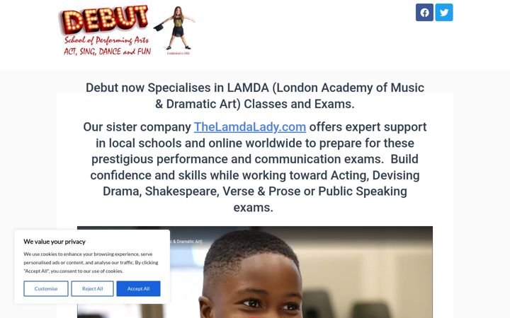 Screenshot of debutschool.co.uk