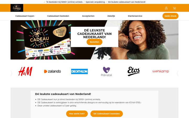 Screenshot of decadeaukaart.nl