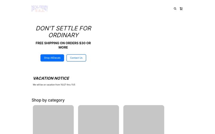 Screenshot of decalfrenzyusa.com