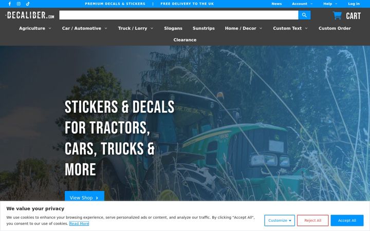 Screenshot of decaliber.com