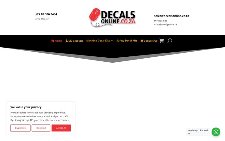 Snímek obrazovky decalsonline.co.za