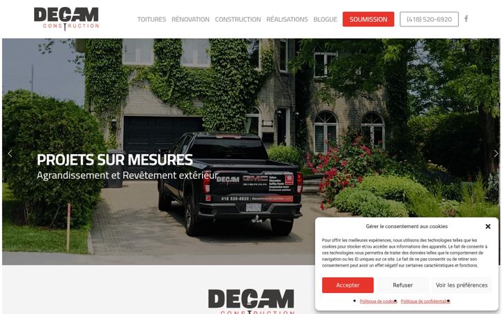 Screenshot of decamconstruction.com