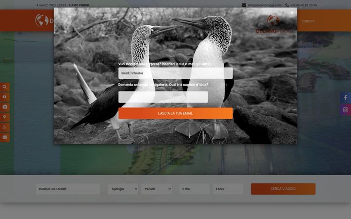 Screenshot von decanoviaggi.it