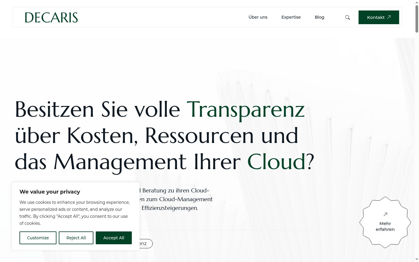 Screenshot of the consent banner shown before any interaction