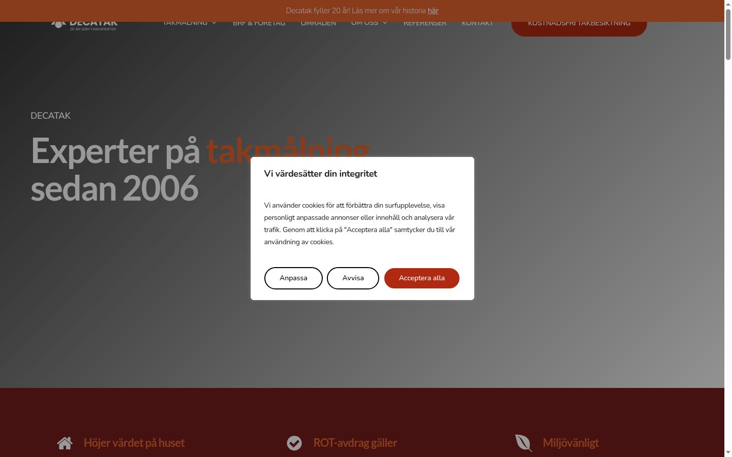 Screenshot tal-banner tal-kunsens muri qabel kwalunkwe interazzjoni