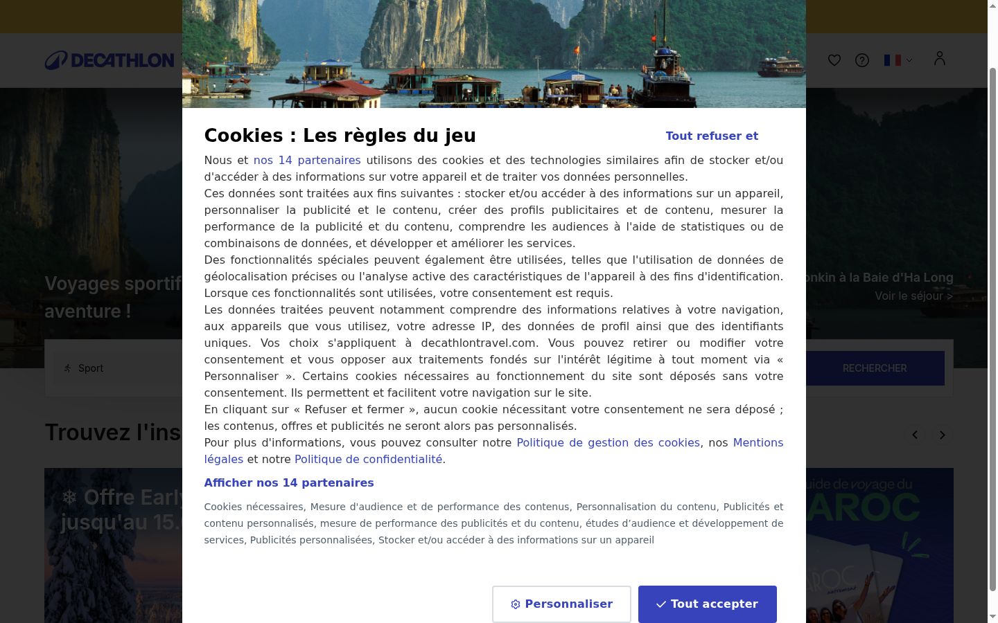 Screenshot of the consent banner shown before any interaction