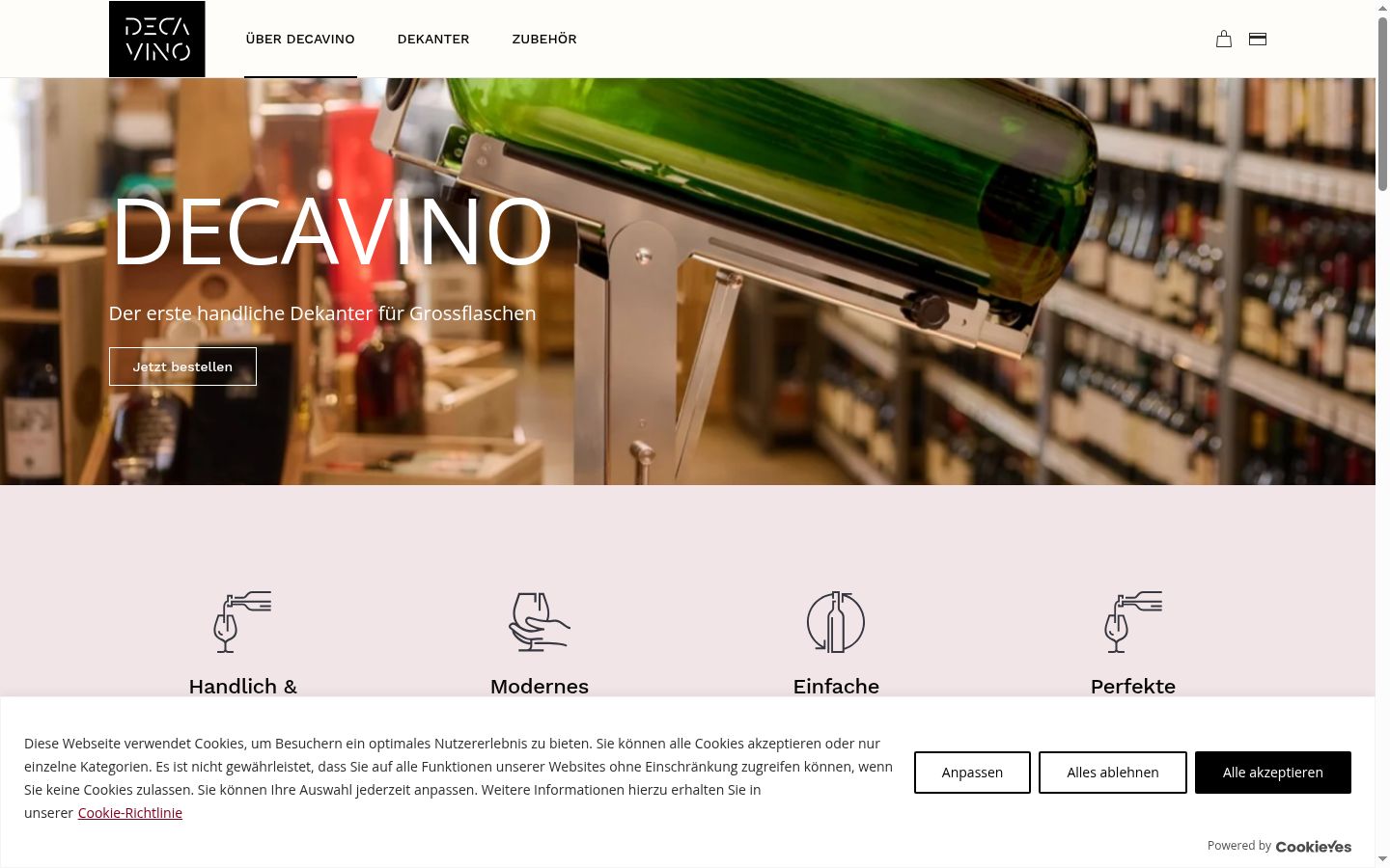 Screenshot of the consent banner shown before any interaction