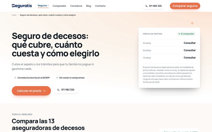 Screenshot of decesos-seguros.com