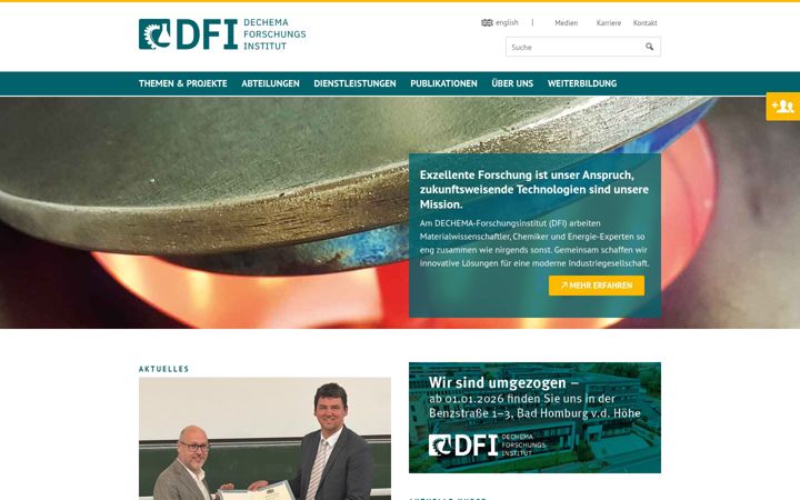 Screenshot of dechema-dfi.de