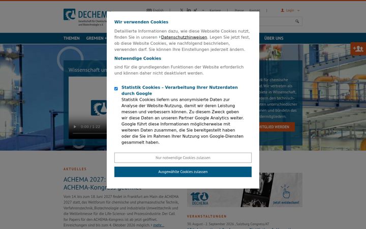 Screenshot of dechema.de