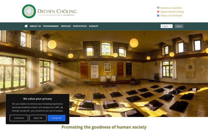 Screenshot of dechencholing.org