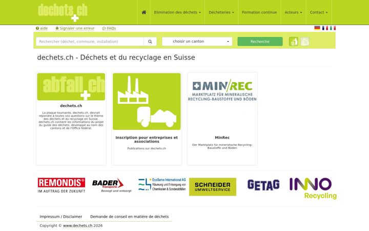 Screenshot of dechets.ch