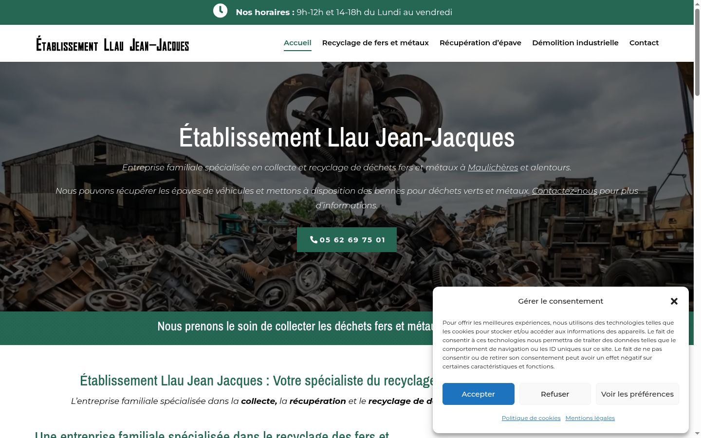 Capture d'écran de la bannière de consentement affichée avant toute interaction
