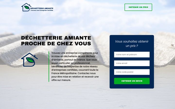 Ekraanipilt saidist dechetterie-amiante.fr