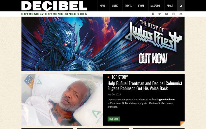 Screenshot of decibelmagazine.com