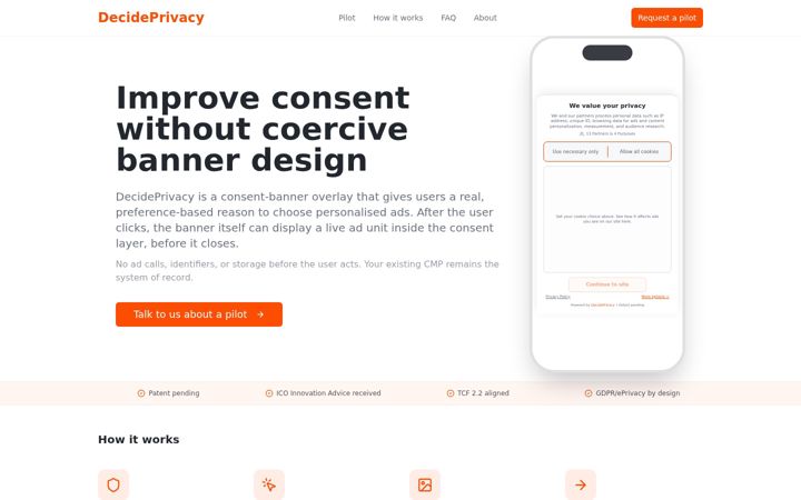 Skjermbilde av decideprivacy.com