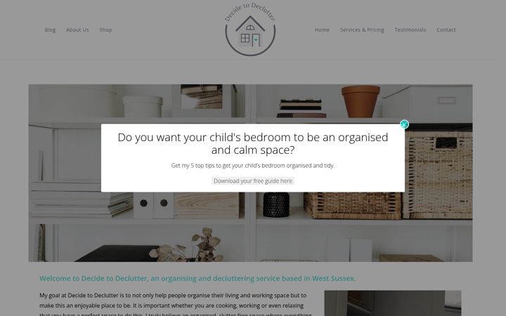 Screenshot of decidetodeclutter.co.uk