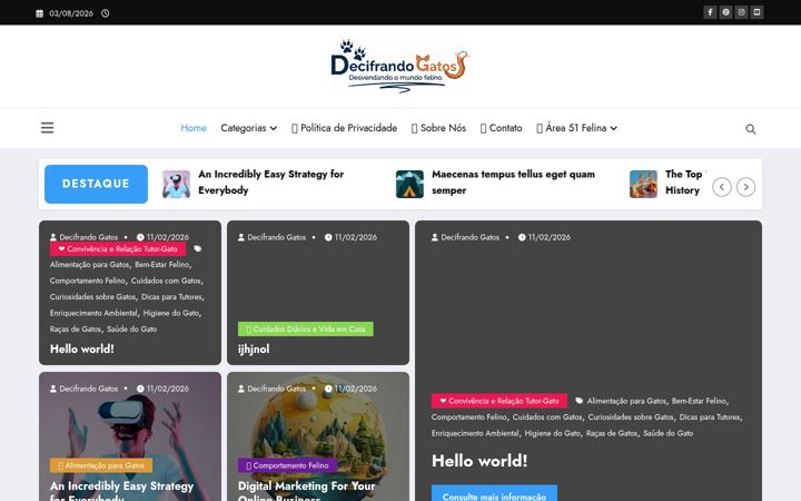 Screenshot stránky decifrandogatos.com.br