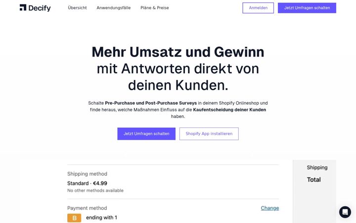 Posnetek zaslona decify.ai