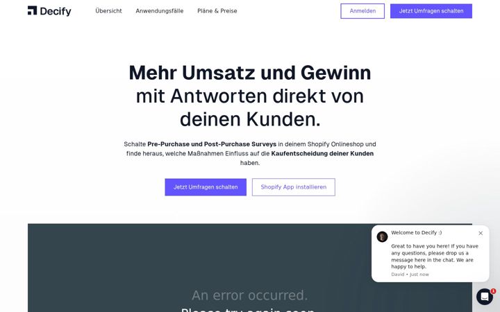 Screenshot of decify.co