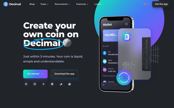 Captura de pantalla de decimalchain.com