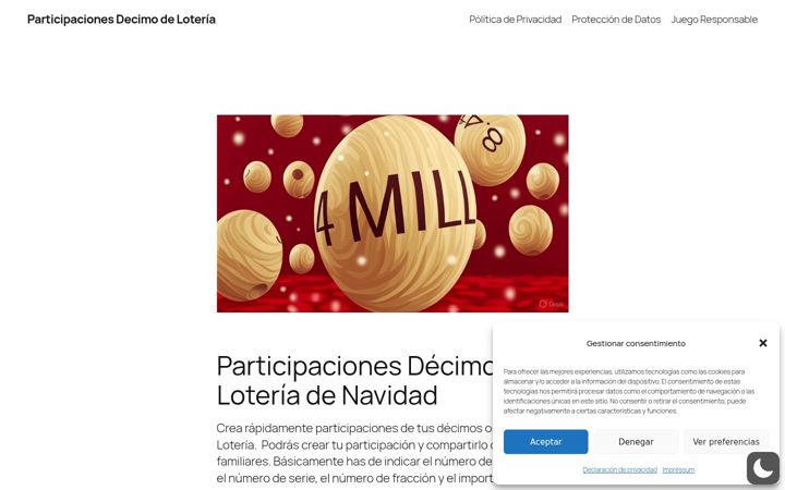 Screenshot of decimoloteria.com