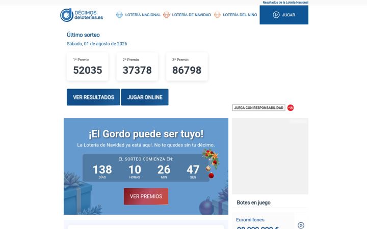 Screenshot ta' decimosdeloterias.es