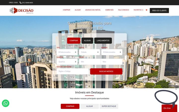 Screenshot stránky decisaoimoveis.com.br