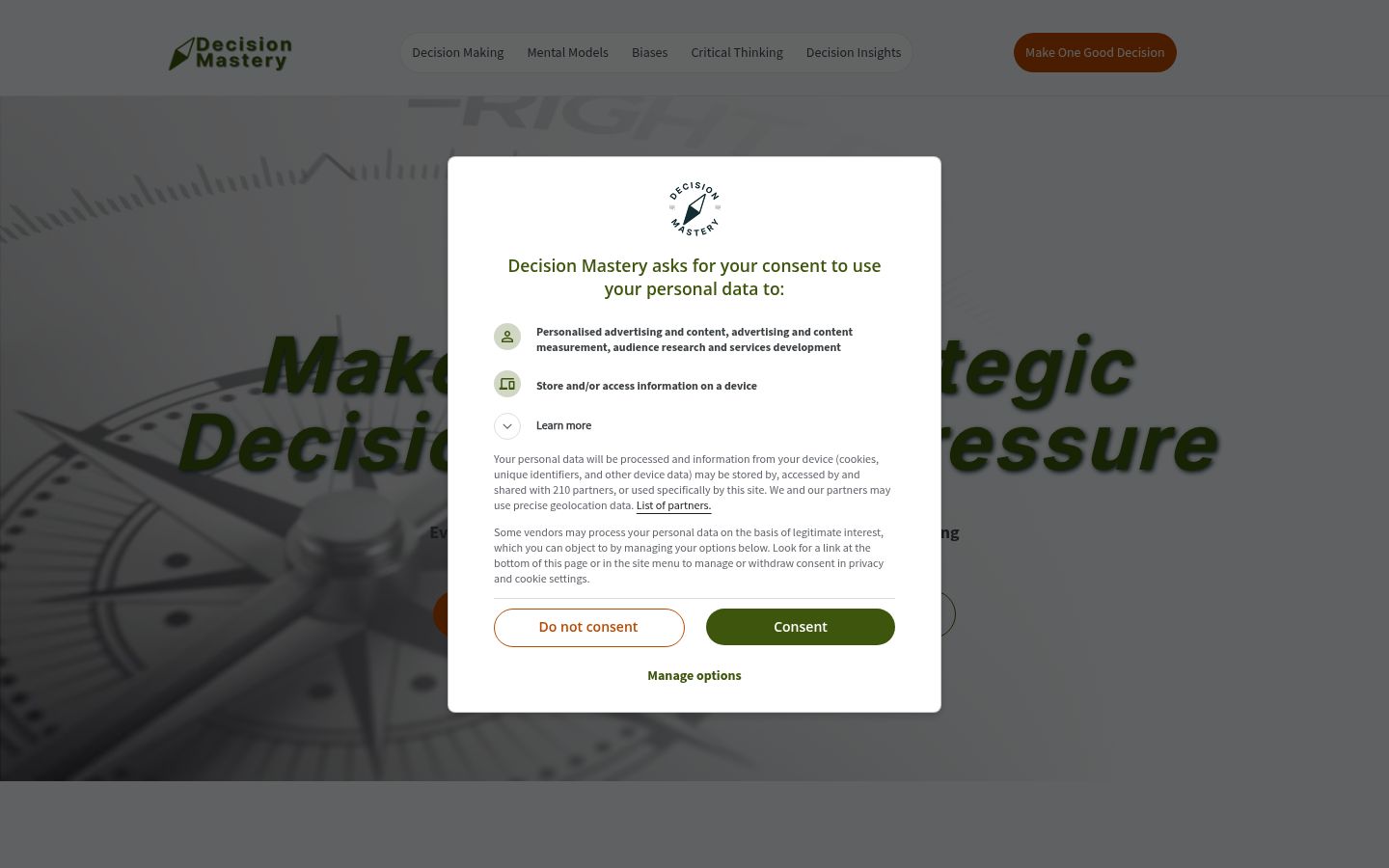 Zrzut ekranu banera zgody wyświetlanego przed jakąkolwiek interakcją