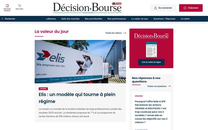 Ekrano kopija decisionbourse.fr