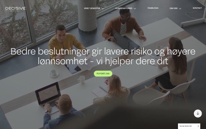 Screenshot stránky decisive.no