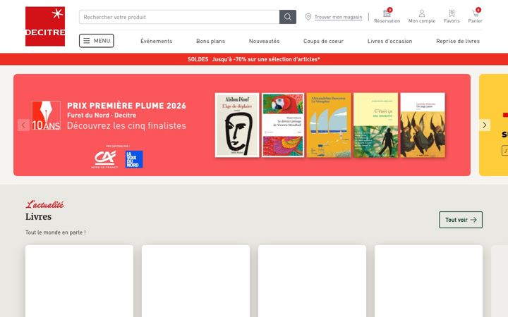 Kuvakaappaus sivustosta decitre.fr