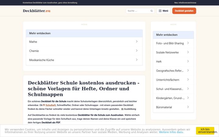 Screenshot of deckblaetter.eu